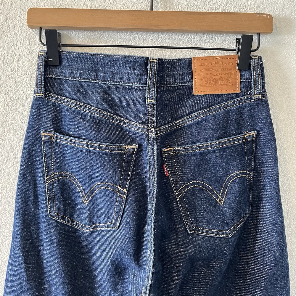 Levis Premium Ribcage WIde Leg Jeans Women 24 High Rise Dark Denim 100% Cotton - Picture 9 of 15